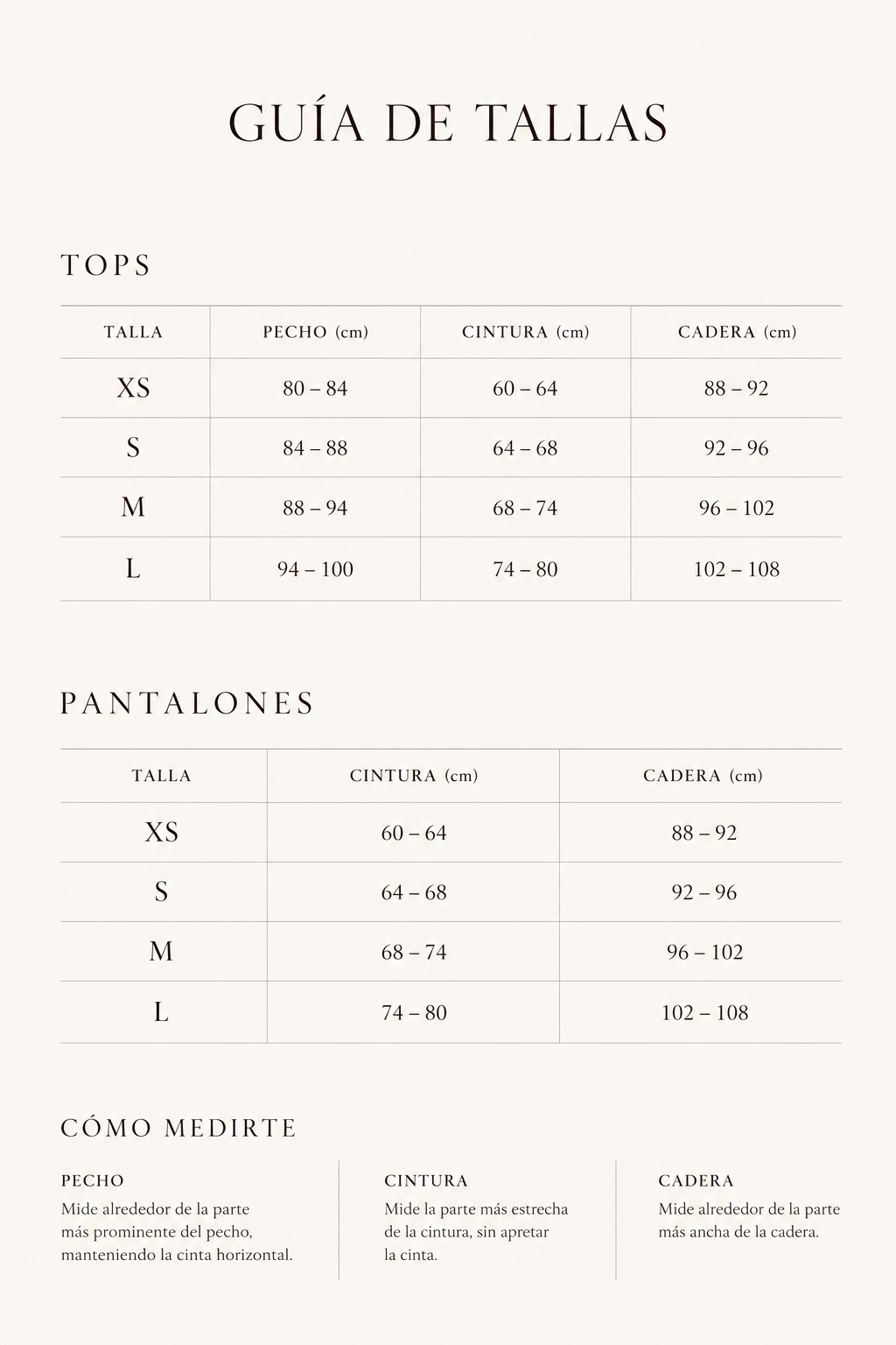Camille Dress — Size guide
